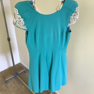 Tibi open back teal dress, Sz 6
